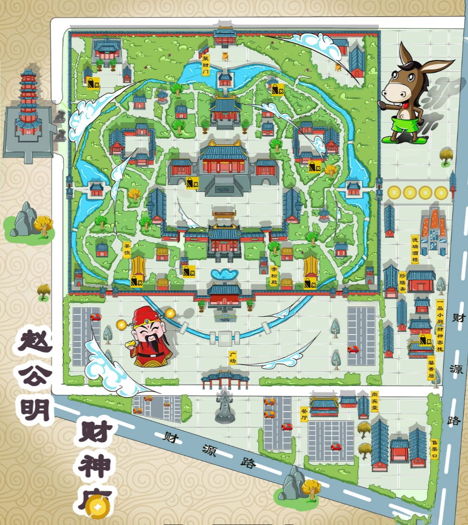 罗湖寺庙类手绘地图